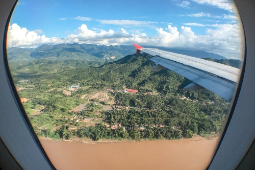 Airplane flying over Luang Prabang 1