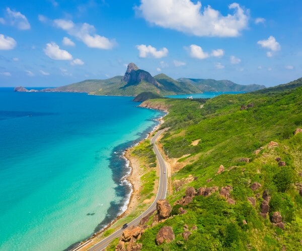 Coastal road on Con Dao Island Vietnam