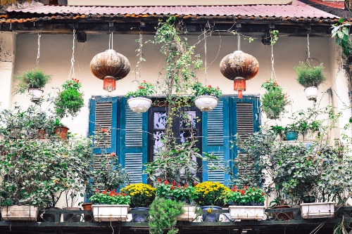 Colourful houses in the Old Quarter Hanoi 1