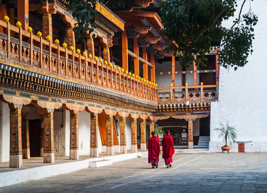 Monks at Punakha Dzong, Bhutan