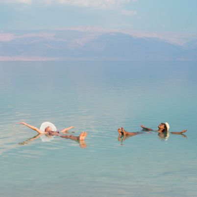 Floating in the Dead Sea, Jordan