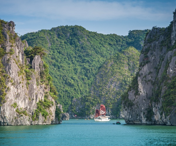 Karst peaks in Halong Bay