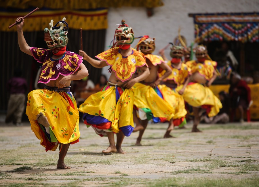 Masked dancer at Bhutanese festival