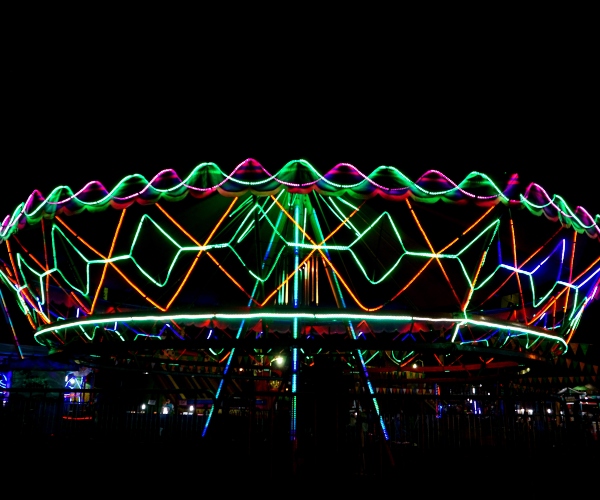 Neon lights in night market Bangkok