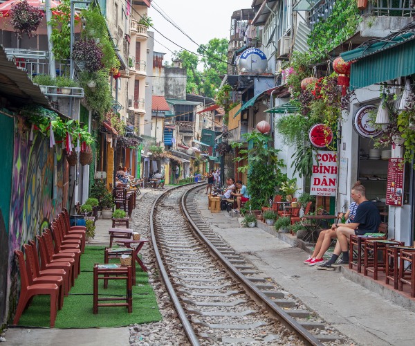 Railway tracks through the Old Quarter Hanoi