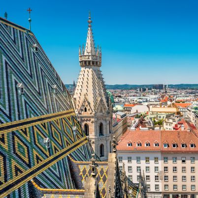 Stephansdom and cityscape of downtown Vienna Austria 402x402