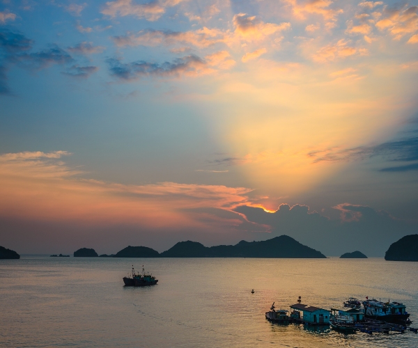 Sunset over Halong Bay